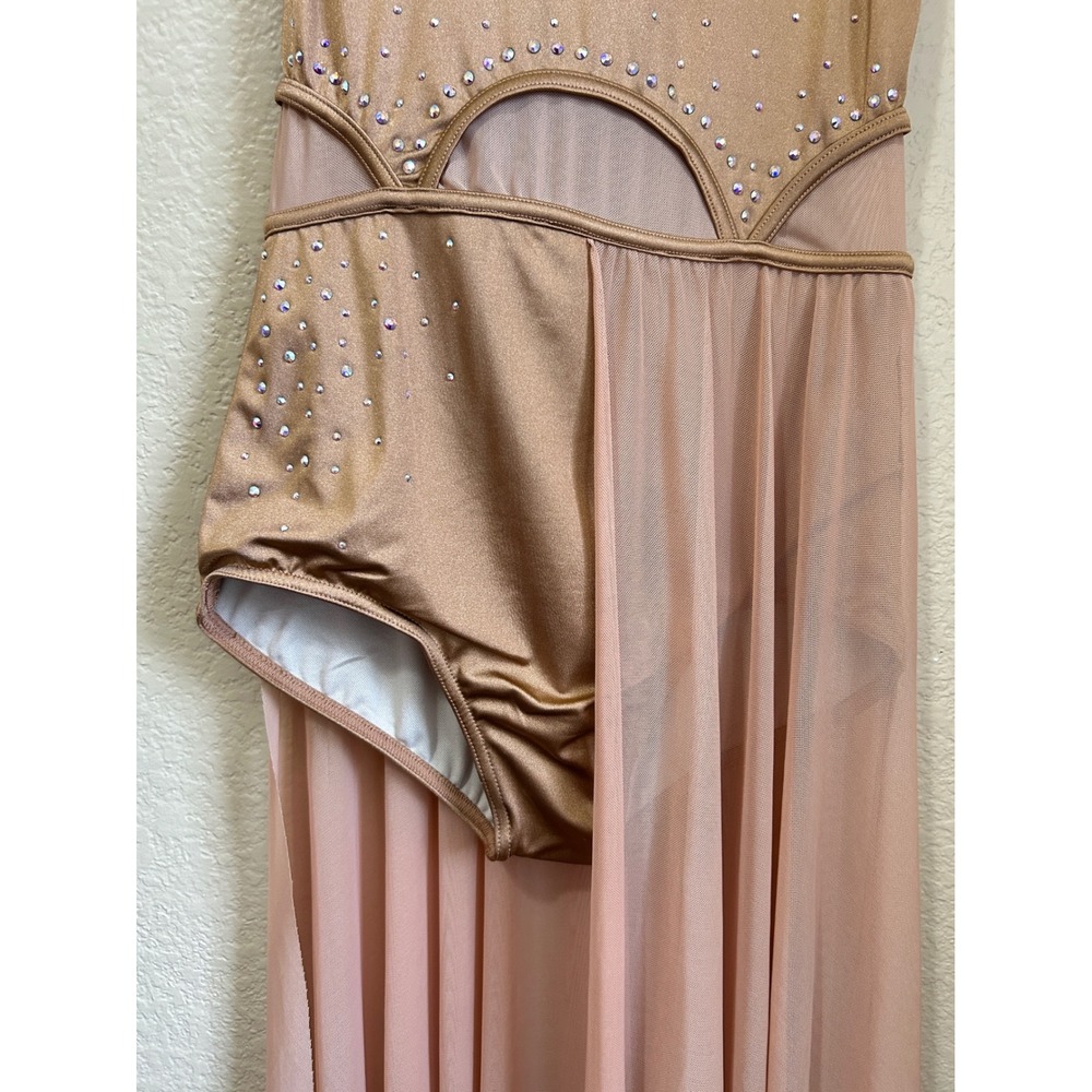 Weissman Bronze Rhinestone Lyrical Dance Costume Mesh Skirt MA Medium Adult - Picture 9 of 15